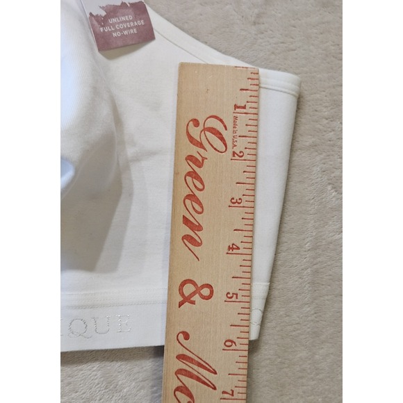 Cacique Plus Size 46D Cotton Lounge Bra Wireless Unlined White New - Picture 14 of 15